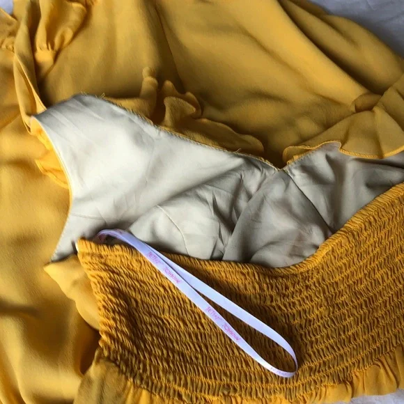 Betsey Johnson bright yellow halter dress. - Picture 9 of 12